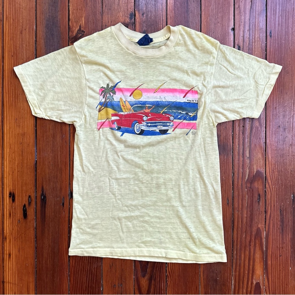 Vintage 1980s Sneakers 57 Chevy Surf USA tshirt